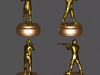 Clay Shooting 3D Character  Premium Printable STL  Blender 3D print model