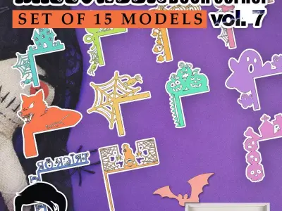 HALLOWEEN DOOR OR WINDOW CORNER SET OF 15 MODELS VOL 7  3D print model