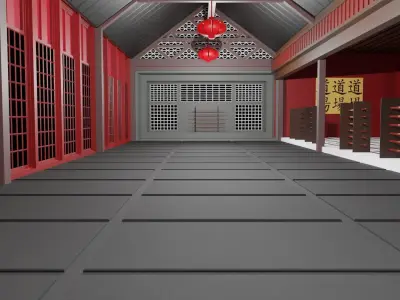 Dojo Hall Low-poly 3D model