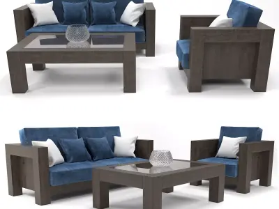 Modern Wooden Sofa 3D model