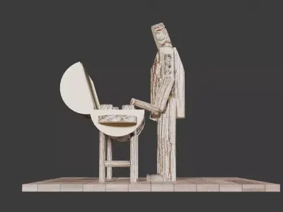 BBQ Stickman with Grill Low-poly 3D model