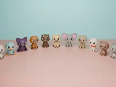 BABY ANIMALS Low-poly 3D model