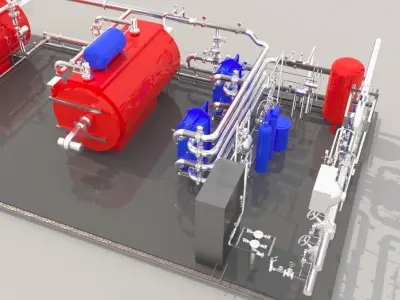Industrial boiler room 3D model