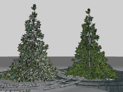 Christmas tree with snow and without snow 3D model