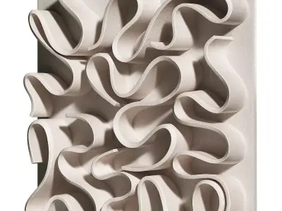 Wall art Abstract folded ceramic relief 3D model