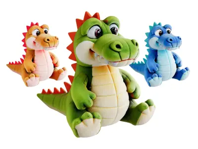 Cute Plush Alligator Toy 3D model