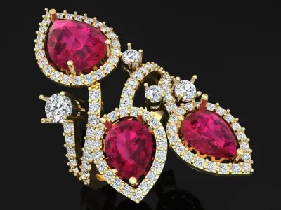 Gemstone rings - Teardrop-stone ring - Diamond rings - N3836 3D print model