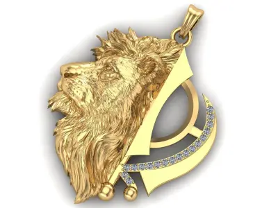 Khanda Lion Pendant 3D print model