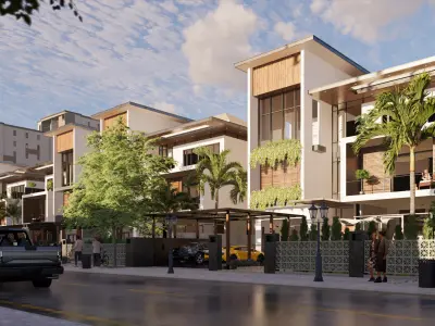 Tropical Modern Residential Cityscape 3D Scene - Enscape Low-poly 3D model