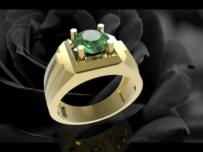 Luxury Emerald Men Ring 3D Model 649 3D print model