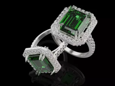Woman Emerald Ring 0047 3D print model