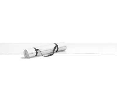 White Unfolded and Rolled Yoga Mat Set - for fitness pilates 3D model