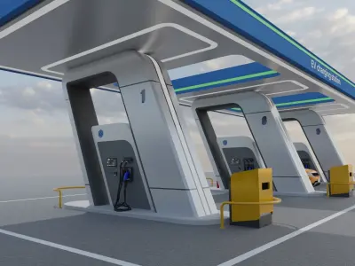 Electric Vehicle Charging Station 3 3D model