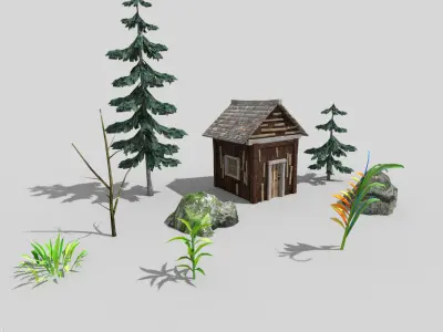 9 low poly forest props pack Low-poly 3D model