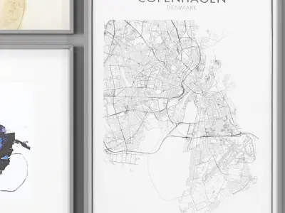 Art Frams 35- Copenhagen Map By Daydream And Synergy Painting 3D model