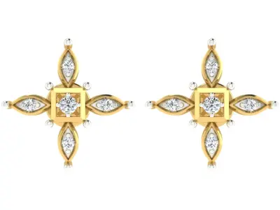 Solitaire Women Stud Earring 3dm STL OBJ FBX Render Details 3D print model get