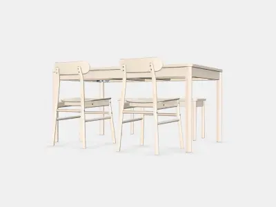RONNINGE - RONNINGE Table with 2 chairs and bench 3D model