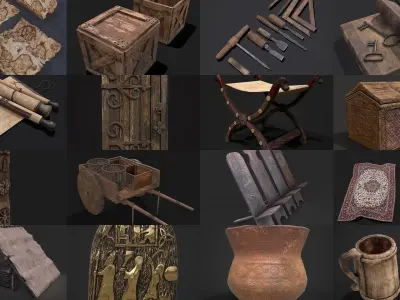 Medieval Prop Mix Nineteen 3D Model Collection