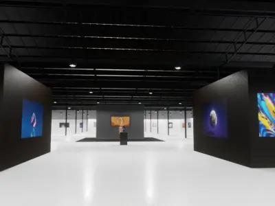 Virtual Gallery and Showroom with collisions Fixed Low-poly 3D model