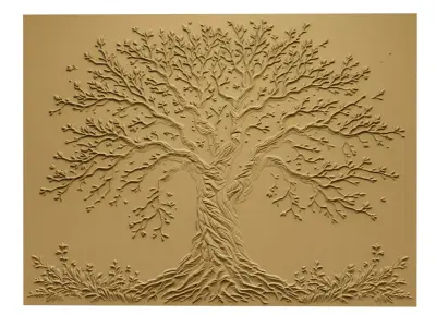 modern tree panel wall decor set relief stl mural CNC 310 3D model