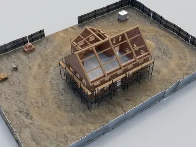 House construction  Low-poly 3D model