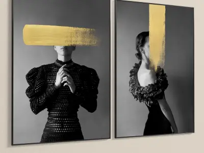 Plaster Two Photo Frame 219 Low-poly 3D model