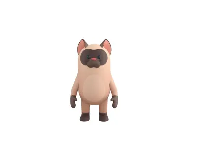 Rigged Siamese Cat Character 3D model