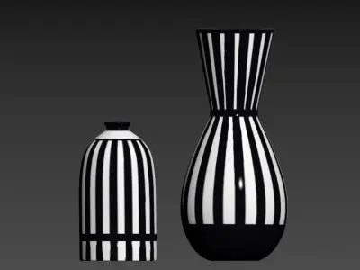 Scandi White and  Black Ceramic Vase 3D model