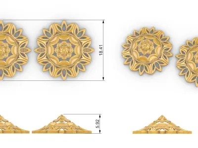 Lotus Flower Mandala Set With Ring 3D print model
