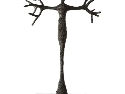 Branching bronze sculpture of woman holding branches 3D model