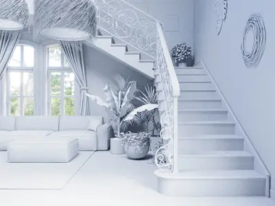 Interior Scene Cinema 4D Corona Render 3D model