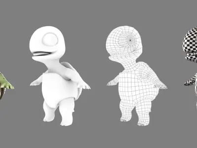 Cute little turtle Low-poly 3D model