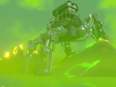 Five wheeler in dangerous radioactive surrounding Free low-poly 3D model