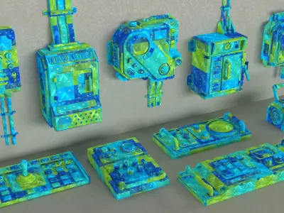 Control Panel 2 - 10 pieces Low-poly 3D model