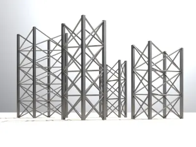 Heavy Duty Steel Industrial Columns 3D model
