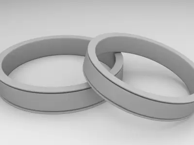 Couple Gold Rose Ring 3D model