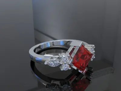 Three-Stone Engagement Ring 3D Model 3D print model