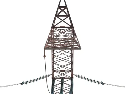 Electricity Pole 17 Weathered Low-poly 3D model