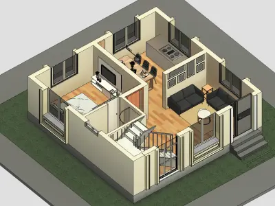 One bedroom classic House model  3D model