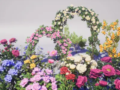 Flowers Pack Low-poly 3D model