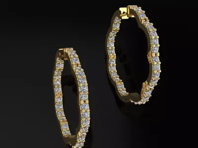 Hoop Earrings with 2mm Diamonds 3D print model