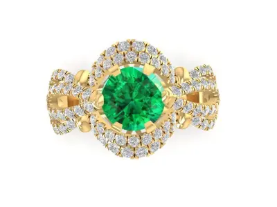 Luxury Twisted Halo Gemstone Ring for Women 941 3D print model