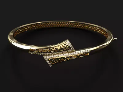 Luxury Gold Bangle Bracelet with Diamonds 3D print model 3D print model