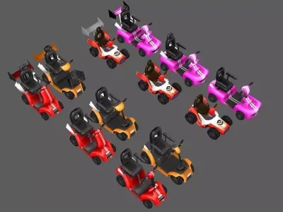 cartoon mobility scooters with upgrades  Low-poly 3D model