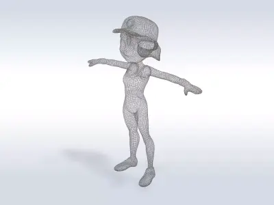 3D Cartoon character t pose sport girl gym Low poly 3D model 3D model