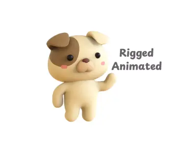 Chubby Dog Animated for Games Low-poly 3D model