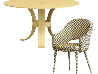 Deephouse  chair and Massimo Glass Top Dining Table 3D model