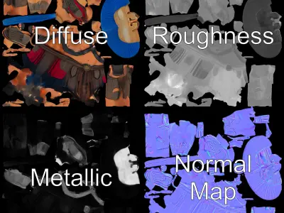 Spartan Warrior D Model  Rigged and Textured for Games and An... Low-poly 3D model