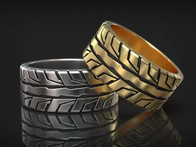 Auto Tire Tread Drifting Wheel Ring Wedding Band 3D print model