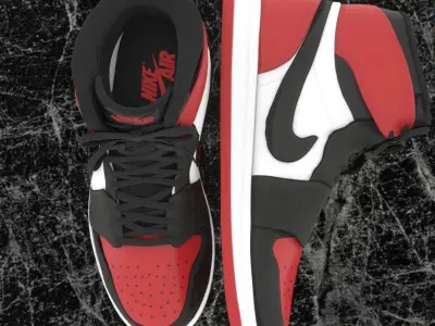 NIKE 3D SHOES - AIR JORDAN RED Low-poly 3D model